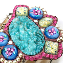 画像をギャラリービューアに読み込む, ブローチ ボヘミアングラス パール ブルー ピンク ホワイト ハンギング 059670