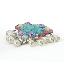 画像をギャラリービューアに読み込む, ブローチ ボヘミアングラス パール ブルー ピンク ホワイト ハンギング 059670