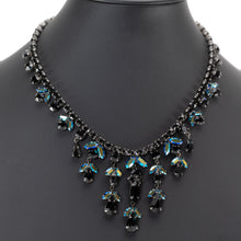 画像をギャラリービューアに読み込む, ネックレス ラインストーン ブラック フラワー 40cm 070403