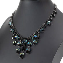 画像をギャラリービューアに読み込む, ネックレス ラインストーン ブラック フラワー 40cm 070403