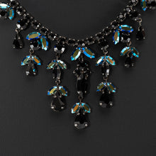 画像をギャラリービューアに読み込む, ネックレス ラインストーン ブラック フラワー 40cm 070403