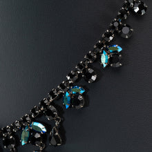 画像をギャラリービューアに読み込む, ネックレス ラインストーン ブラック フラワー 40cm 070403