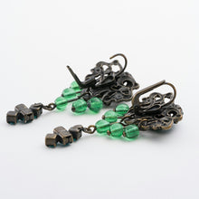 画像をギャラリービューアに読み込む, ピアス ラインストーン グリーン ハンギング 085107