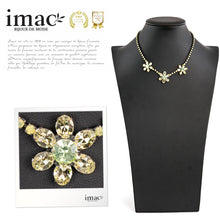 画像をギャラリービューアに読み込む, ネックレス ラインストーン イエロー グリーン フラワー 40cm 085553