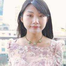 画像をギャラリービューアに読み込む, ネックレス ラインストーン イエロー グリーン フラワー 40cm 085553