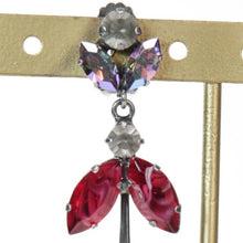 Load image into Gallery viewer, イヤリング ラインストーン ボヘミアングラス レッド グレー ロング 087461