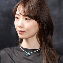 画像をギャラリービューアに読み込む, ネックレス ラインストーン ブルー ピンク イエロー グリーン フラワー 39.5cm 088212