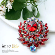 画像をギャラリービューアに読み込む, ブローチ ラインストーン レッド オーロラカラー 088344