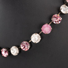 画像をギャラリービューアに読み込む, ネックレス ボヘミアングラス ラインストーン ピンク ホワイト ローズ 39cm 089722