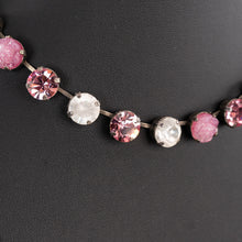 画像をギャラリービューアに読み込む, ネックレス ボヘミアングラス ラインストーン ピンク ホワイト ローズ 39cm 089722