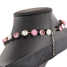画像をギャラリービューアに読み込む, ネックレス ボヘミアングラス ラインストーン ピンク ホワイト ローズ 39cm 089722