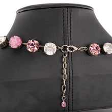 画像をギャラリービューアに読み込む, ネックレス ボヘミアングラス ラインストーン ピンク ホワイト ローズ 39cm 089722