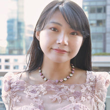 画像をギャラリービューアに読み込む, ネックレス ボヘミアングラス ラインストーン ピンク ホワイト ローズ 39cm 089722