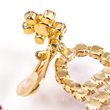 画像をギャラリービューアに読み込む, イヤリング ラインストーン ピンク フラワー ロング 091977