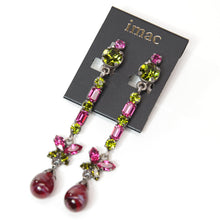 画像をギャラリービューアに読み込む, パープルとカーキグリーンを組み合わせたビジューイヤリング