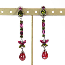 画像をギャラリービューアに読み込む, パープルとカーキグリーンを組み合わせたビジューイヤリング