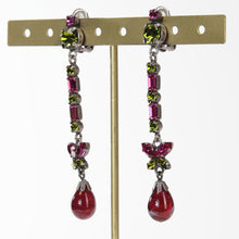 画像をギャラリービューアに読み込む, パープルとカーキグリーンを組み合わせたビジューイヤリング