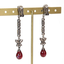 画像をギャラリービューアに読み込む, パープルとカーキグリーンを組み合わせたビジューイヤリング