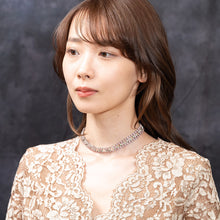 画像をギャラリービューアに読み込む, ネックレス チョーカー ラインストーン ピンク グリーン 32cm 099482