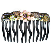 画像をギャラリービューアに読み込む, コーム ボヘミアングラス ピンク グリーン パープル フラワー バタフライ 102002