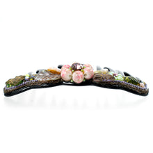 画像をギャラリービューアに読み込む, コーム ボヘミアングラス ピンク グリーン パープル フラワー バタフライ 102002