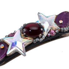 画像をギャラリービューアに読み込む, バレッタ ボヘミアングラス パープル スター リーフ 留金8cm 102193