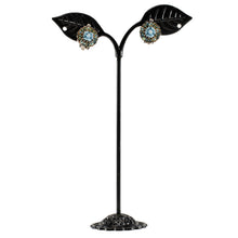 Load image into Gallery viewer, 淡い水色の薔薇モチーフのボヘミアングラスをあしらったイヤリング