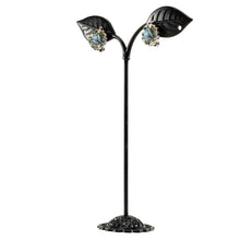 Load image into Gallery viewer, 淡い水色の薔薇モチーフのボヘミアングラスをあしらったイヤリング