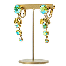 画像をギャラリービューアに読み込む, イヤリング ラインストーン グリーン ゴールド ハンギング 120755