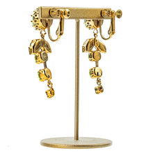 画像をギャラリービューアに読み込む, イヤリング ラインストーン グリーン ゴールド ハンギング 120755