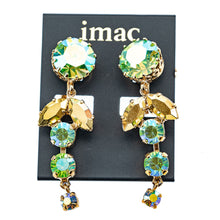 画像をギャラリービューアに読み込む, イヤリング ラインストーン グリーン ゴールド ハンギング 120755