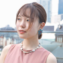 Load image into Gallery viewer, イヤリング ラインストーン ブルー ピンク フラワー 122098