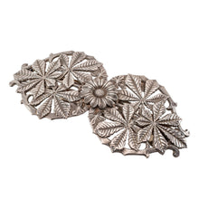 画像をギャラリービューアに読み込む, バレッタ レースメタル シルバー フラワー リーフ 留金9cm 122681