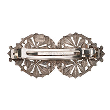 画像をギャラリービューアに読み込む, バレッタ レースメタル シルバー フラワー リーフ 留金9cm 122681