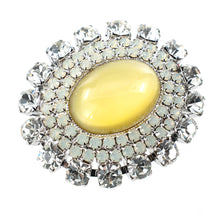 画像をギャラリービューアに読み込む, ブローチ ボヘミアングラス ラインストーン イエロー クリアカラー オーバル 125114