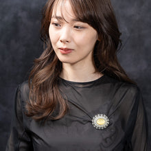 画像をギャラリービューアに読み込む, ブローチ ボヘミアングラス ラインストーン イエロー クリアカラー オーバル 125114