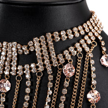 画像をギャラリービューアに読み込む, ネックレス ラインストーン ボヘミアングラス ピンク ハンギング 33cm 127255