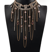 画像をギャラリービューアに読み込む, ネックレス ラインストーン ボヘミアングラス ピンク ハンギング 33cm 127255