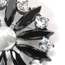 画像をギャラリービューアに読み込む, ブローチ ボヘミアングラス ラインストーン ブラック クリアカラー グレー 128622