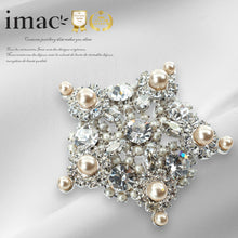 画像をギャラリービューアに読み込む, ブローチ ラインストーン パール クリアカラー ホワイト 2WAY ペンダント 133281