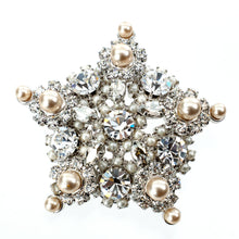 画像をギャラリービューアに読み込む, ブローチ ラインストーン パール クリアカラー ホワイト 2WAY ペンダント 133281