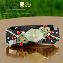 画像をギャラリービューアに読み込む, 上質な天然石ジェイドとボヘミアングラスをあしらい、高級感あふれるバレッタ