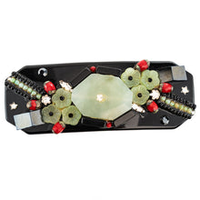 画像をギャラリービューアに読み込む, 上質な天然石ジェイドとボヘミアングラスをあしらい、高級感あふれるバレッタ