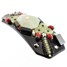 画像をギャラリービューアに読み込む, 上質な天然石ジェイドとボヘミアングラスをあしらい、高級感あふれるバレッタ