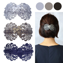 画像をギャラリービューアに読み込む, バレッタ レースメタル グレープ ブロンズ/ブラック/シルバー