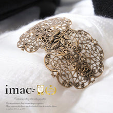 画像をギャラリービューアに読み込む, アンティーク調のレースメタルの曲線が美しいヘアバレッタ