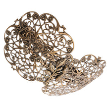 画像をギャラリービューアに読み込む, アンティーク調のレースメタルの曲線が美しいヘアバレッタ