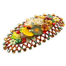 画像をギャラリービューアに読み込む, 上質なボヘミアングラスをあしらい、高級感あふれるバレッタ