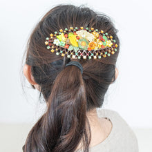 画像をギャラリービューアに読み込む, 上質なボヘミアングラスをあしらい、高級感あふれるバレッタ