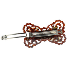 画像をギャラリービューアに読み込む, バレッタ ボヘミアングラス 天然石 カーネリアン 白蝶貝 クォーツ ラインストーン ブルー クリアカラー ブラウン フラワー 留金8cm 142497